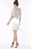 ColsBM Bria Cloud White Gorgeous A-line Zip up Satin Knee Length Lace Bridesmaid Dresses