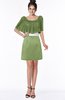 ColsBM Bria Moss Green Gorgeous A-line Zip up Satin Knee Length Lace Bridesmaid Dresses
