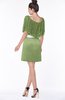 ColsBM Bria Moss Green Gorgeous A-line Zip up Satin Knee Length Lace Bridesmaid Dresses
