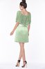 ColsBM Bria Pale Green Gorgeous A-line Zip up Satin Knee Length Lace Bridesmaid Dresses