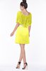 ColsBM Bria Pale Yellow Gorgeous A-line Zip up Satin Knee Length Lace Bridesmaid Dresses