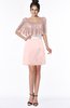 ColsBM Bria Pastel Pink Gorgeous A-line Zip up Satin Knee Length Lace Bridesmaid Dresses