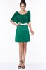 ColsBM Bria Pepper Green Gorgeous A-line Zip up Satin Knee Length Lace Bridesmaid Dresses