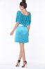 ColsBM Bria River Blue Gorgeous A-line Zip up Satin Knee Length Lace Bridesmaid Dresses
