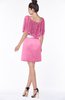ColsBM Bria Rose Pink Gorgeous A-line Zip up Satin Knee Length Lace Bridesmaid Dresses