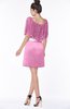 ColsBM Bria Rosebloom Gorgeous A-line Zip up Satin Knee Length Lace Bridesmaid Dresses
