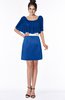 ColsBM Bria Royal Blue Gorgeous A-line Zip up Satin Knee Length Lace Bridesmaid Dresses