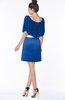 ColsBM Bria Royal Blue Gorgeous A-line Zip up Satin Knee Length Lace Bridesmaid Dresses