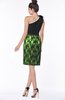 ColsBM Ariah Classic Green Elegant One Shoulder Sleeveless Zip up Satin Knee Length Bridesmaid Dresses