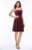 ColsBM Penelope Burgundy Modest Sweetheart Zip up Satin Knee Length Lace Bridesmaid Dresses