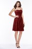 ColsBM Penelope Dark Red Modest Sweetheart Zip up Satin Knee Length Lace Bridesmaid Dresses
