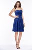 ColsBM Penelope Electric Blue Modest Sweetheart Zip up Satin Knee Length Lace Bridesmaid Dresses
