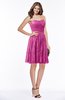 ColsBM Penelope Hot Pink Modest Sweetheart Zip up Satin Knee Length Lace Bridesmaid Dresses