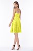 ColsBM Penelope Pale Yellow Modest Sweetheart Zip up Satin Knee Length Lace Bridesmaid Dresses