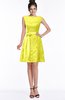 ColsBM Leigh Pale Yellow Modest A-line Sleeveless Zip up Satin Lace Bridesmaid Dresses
