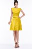 ColsBM Leigh Yellow Modest A-line Sleeveless Zip up Satin Lace Bridesmaid Dresses