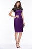 ColsBM Greta Amaranth Purple Elegant Sheath Short Sleeve Zip up Satin Lace Bridesmaid Dresses