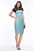 ColsBM Greta Aqua Elegant Sheath Short Sleeve Zip up Satin Lace Bridesmaid Dresses