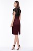 ColsBM Greta Burgundy Elegant Sheath Short Sleeve Zip up Satin Lace Bridesmaid Dresses