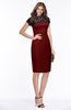 ColsBM Greta Dark Red Elegant Sheath Short Sleeve Zip up Satin Lace Bridesmaid Dresses