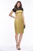 ColsBM Greta Gold Elegant Sheath Short Sleeve Zip up Satin Lace Bridesmaid Dresses