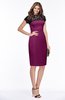ColsBM Greta Raspberry Elegant Sheath Short Sleeve Zip up Satin Lace Bridesmaid Dresses