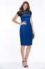 ColsBM Greta Royal Blue Elegant Sheath Short Sleeve Zip up Satin Lace Bridesmaid Dresses