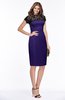 ColsBM Greta Royal Purple Elegant Sheath Short Sleeve Zip up Satin Lace Bridesmaid Dresses