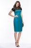 ColsBM Greta Teal Elegant Sheath Short Sleeve Zip up Satin Lace Bridesmaid Dresses