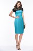 ColsBM Greta Turquoise Elegant Sheath Short Sleeve Zip up Satin Lace Bridesmaid Dresses
