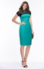 ColsBM Greta Viridian Green Elegant Sheath Short Sleeve Zip up Satin Lace Bridesmaid Dresses