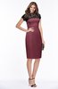 ColsBM Greta Wine Elegant Sheath Short Sleeve Zip up Satin Lace Bridesmaid Dresses