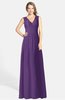 ColsBM Ciara Dark Purple Romantic A-line V-neck Zip up Chiffon Bridesmaid Dresses