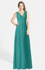 ColsBM Ciara Emerald Green Romantic A-line V-neck Zip up Chiffon Bridesmaid Dresses