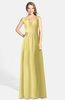 ColsBM Ciara Misted Yellow Romantic A-line V-neck Zip up Chiffon Bridesmaid Dresses