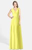 ColsBM Ciara Pale Yellow Romantic A-line V-neck Zip up Chiffon Bridesmaid Dresses