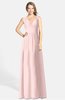 ColsBM Ciara Pastel Pink Romantic A-line V-neck Zip up Chiffon Bridesmaid Dresses