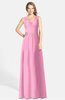 ColsBM Ciara Pink Romantic A-line V-neck Zip up Chiffon Bridesmaid Dresses