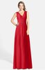 ColsBM Ciara Red Romantic A-line V-neck Zip up Chiffon Bridesmaid Dresses