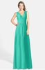 ColsBM Ciara Viridian Green Romantic A-line V-neck Zip up Chiffon Bridesmaid Dresses