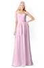 ColsBM Kaelyn Baby Pink Modest Trumpet Elbow Length Sleeve Zip up Chiffon Floor Length Bridesmaid Dresses