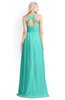 ColsBM Kaelyn Blue Turquoise Modest Trumpet Elbow Length Sleeve Zip up Chiffon Floor Length Bridesmaid Dresses