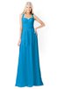 ColsBM Kaelyn Cornflower Blue Modest Trumpet Elbow Length Sleeve Zip up Chiffon Floor Length Bridesmaid Dresses