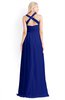 ColsBM Kaelyn Electric Blue Modest Trumpet Elbow Length Sleeve Zip up Chiffon Floor Length Bridesmaid Dresses