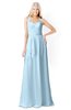 ColsBM Kaelyn Ice Blue Modest Trumpet Elbow Length Sleeve Zip up Chiffon Floor Length Bridesmaid Dresses
