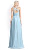 ColsBM Kaelyn Ice Blue Modest Trumpet Elbow Length Sleeve Zip up Chiffon Floor Length Bridesmaid Dresses