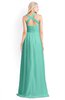 ColsBM Kaelyn Mint Green Modest Trumpet Elbow Length Sleeve Zip up Chiffon Floor Length Bridesmaid Dresses
