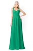 ColsBM Kaelyn Pepper Green Modest Trumpet Elbow Length Sleeve Zip up Chiffon Floor Length Bridesmaid Dresses