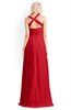 ColsBM Kaelyn Red Modest Trumpet Elbow Length Sleeve Zip up Chiffon Floor Length Bridesmaid Dresses