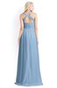 ColsBM Kaelyn Sky Blue Modest Trumpet Elbow Length Sleeve Zip up Chiffon Floor Length Bridesmaid Dresses